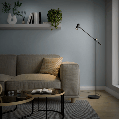 Cato gulvlampe LED mattsvart/messing dimbar - Bilde 2
