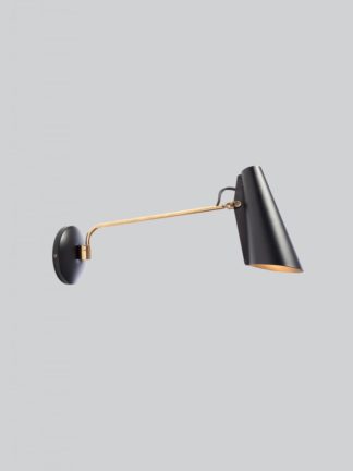 Birdy vegglampe sort/gull m/lang arm