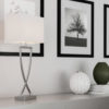 Omega bordlampe krom m/hvit skjerm H52cm - Bilde 3