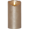 Flamme Rustic kubbelys 15cm gull m/batteri og timer