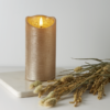 Flamme Rustic kubbelys 15cm gull m/batteri og timer - Bilde 2