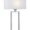 Kensington bordlampe krom m/hvit skjerm