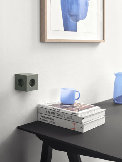 Square 2 Socket extender with 30W Dual USBC Oak Green - Bilde 2