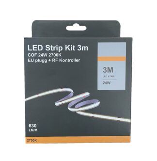 LED Strip Kit 3m 2700K m/dimmer og fjernkontroll