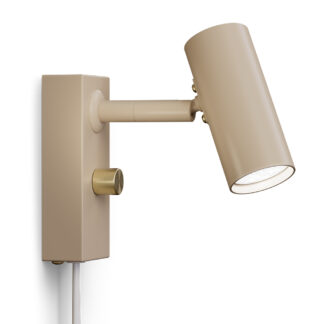 Cato vegglampe enkel nougat/messing