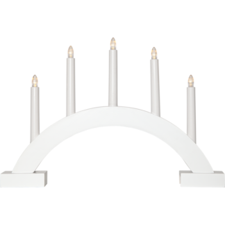 Abbe lysestake 5-lys hvit m/batteri og timer