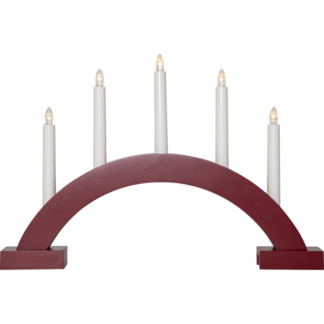 Abbe lysestake 5-lys rød m/batteri og timer