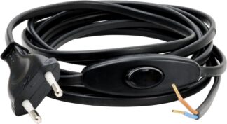 Lampettledning m/bryter og europlugg 2,5m svart