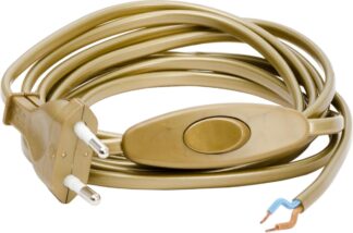 Lampettledning m/bryter og europlugg 2,5m bronse