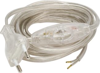 Lampettledning m/bryter og europlugg 2,5m transparent