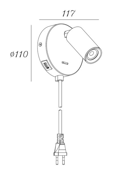 Oz mini K1 vegglampe USB svart - Bilde 3