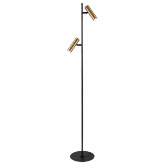 Miller gulvlampe 2-lys svart/messing