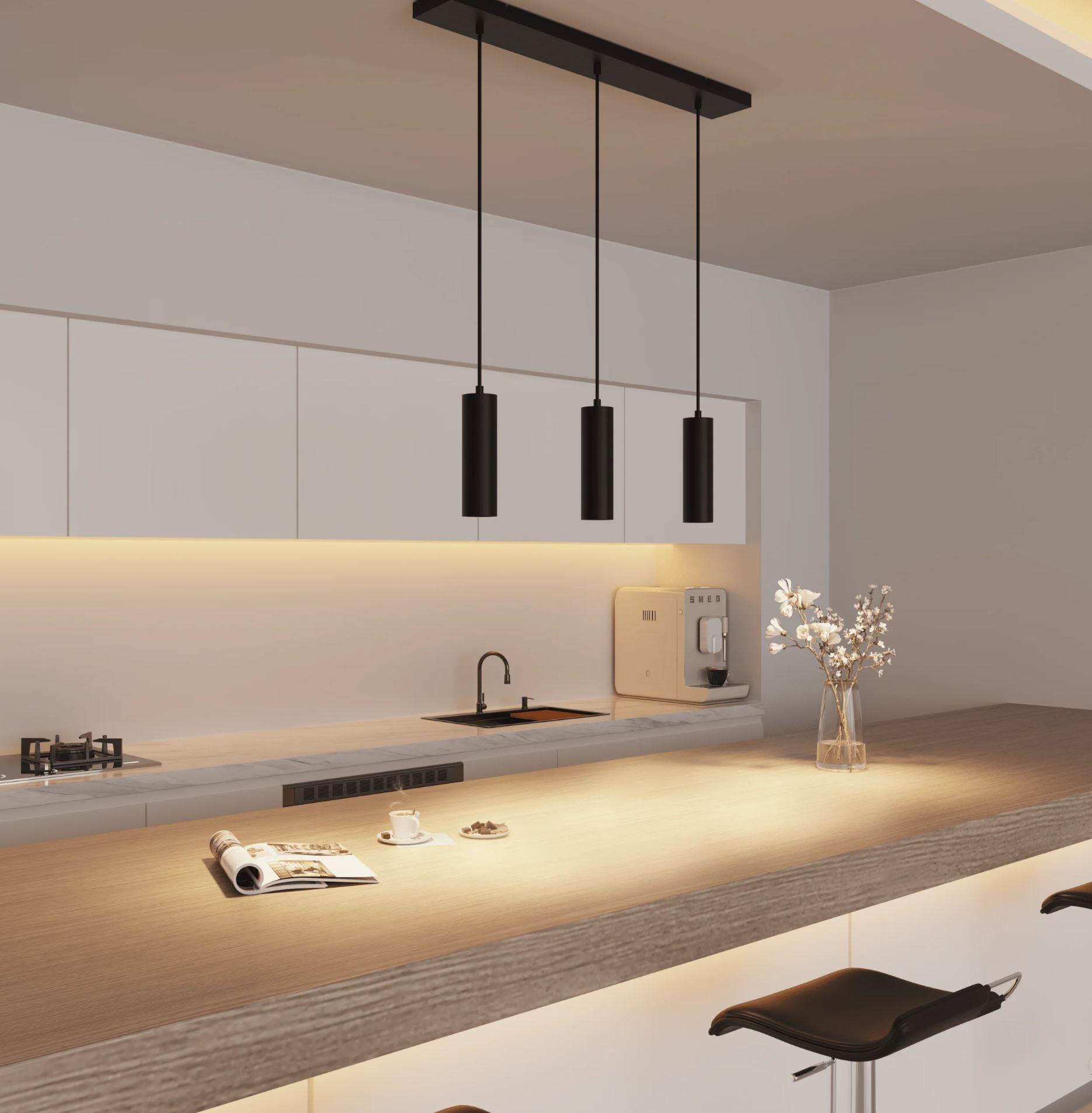 Pendeloppheng m/takplate svart 3 x GU10 - Bilde 2