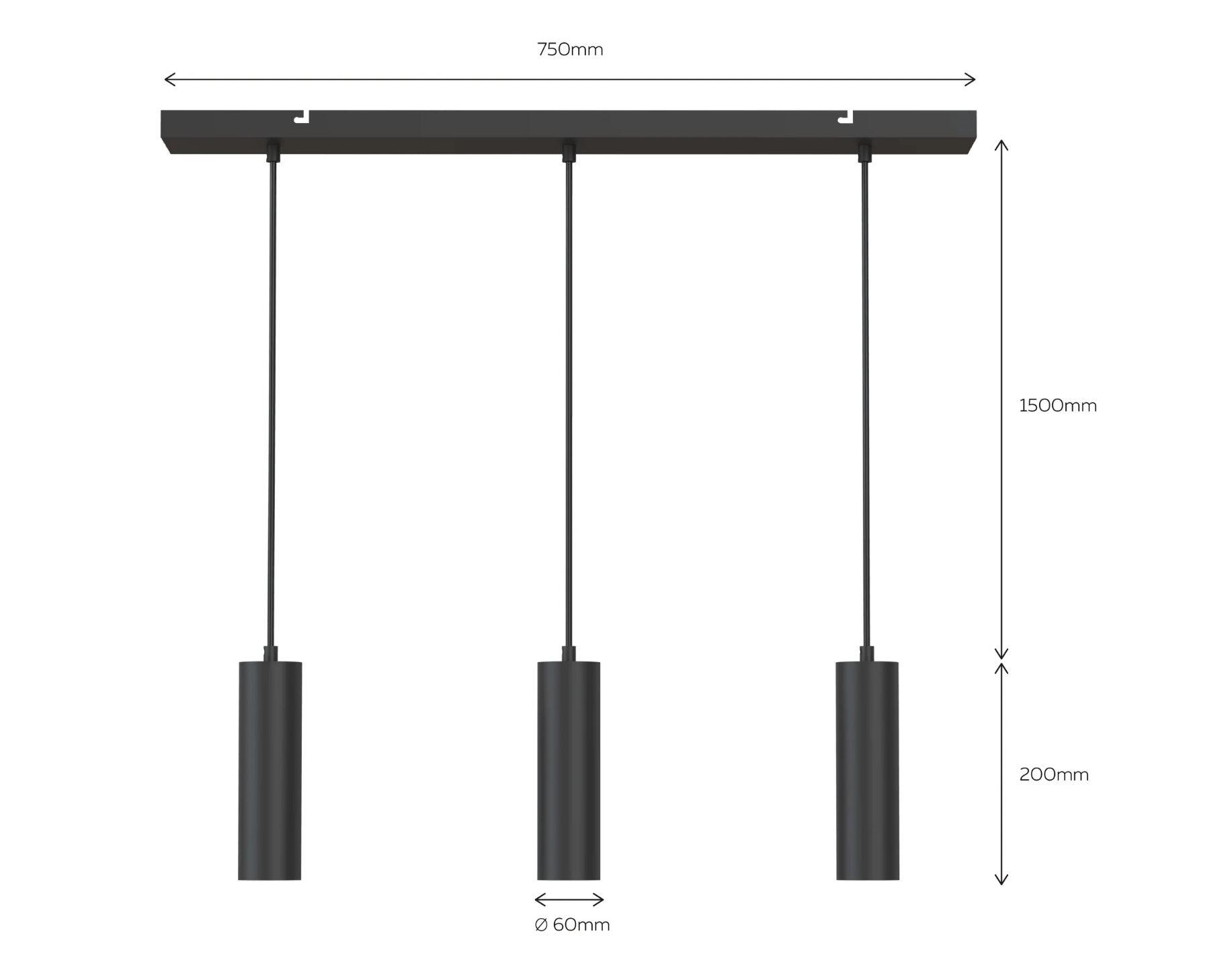 Pendeloppheng m/takplate svart 3 x GU10 - Bilde 4