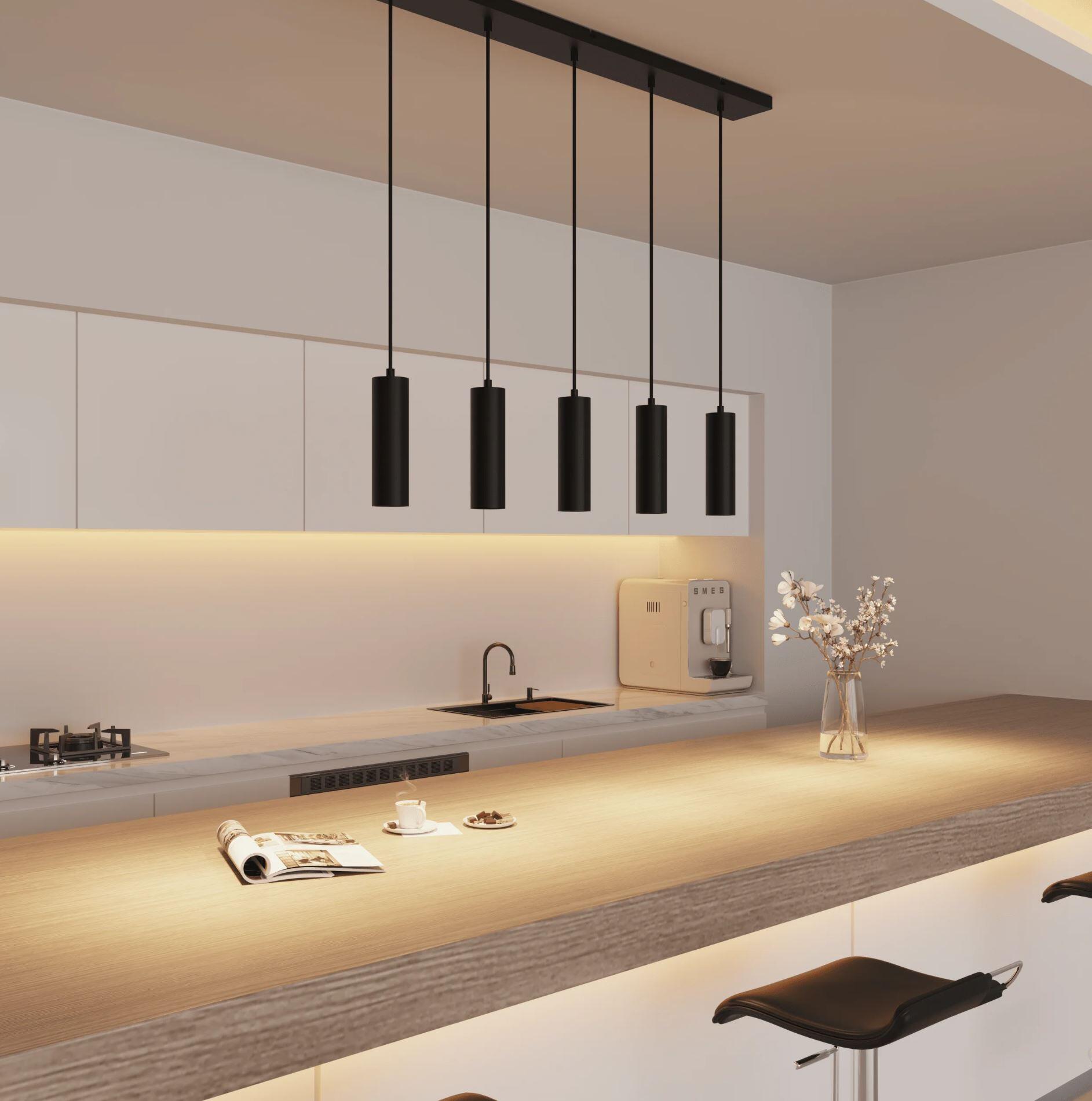 Pendeloppheng m/takplate svart 5 x GU10 - Bilde 2