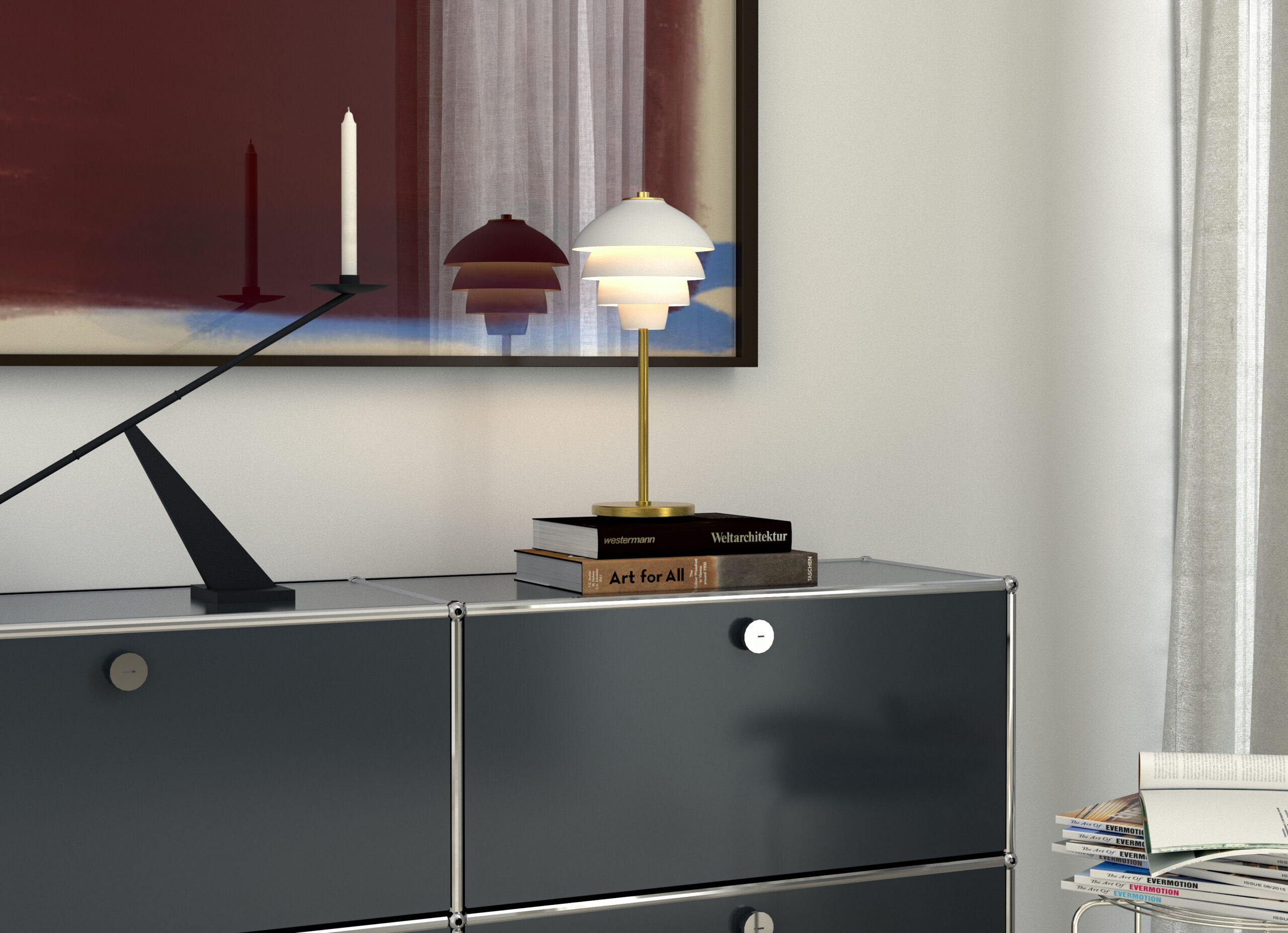 Valencia bordlampe hvit/messing - Bilde 3